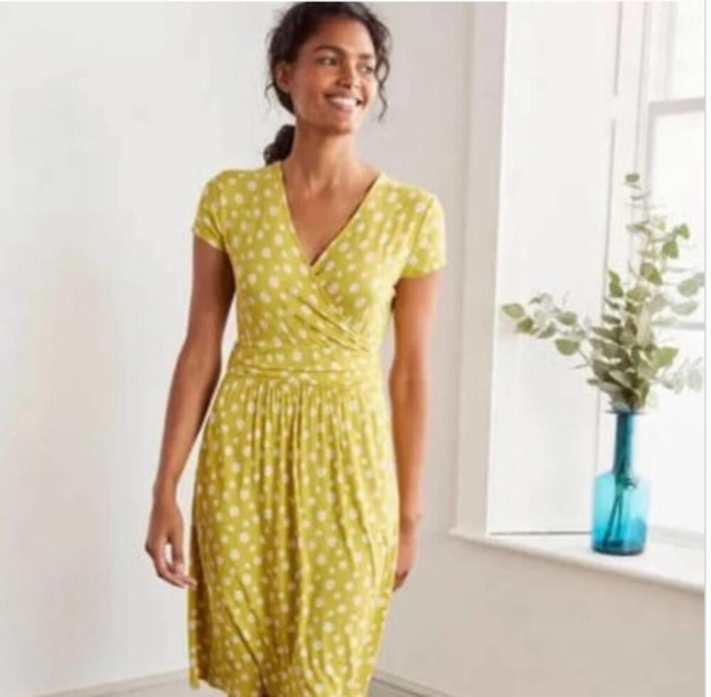 Boden Lola Daisy Floral Print Dopamine Jersey Dress Pockets Size US 20/22 R